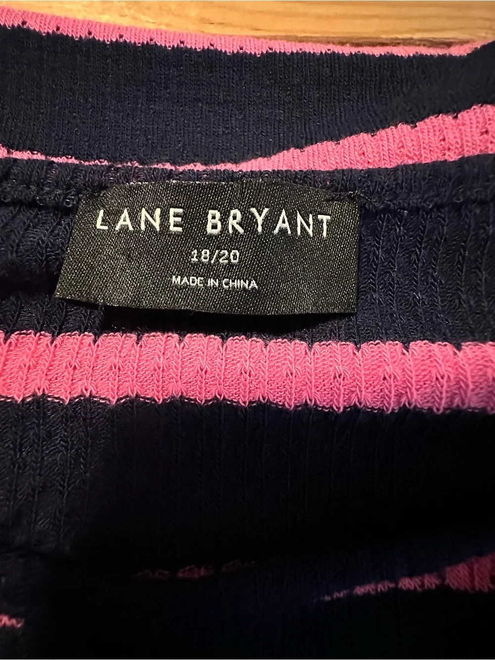 Lane Bryant Women's pink & navy Stripe pullover long sleeve Sweater size 18/20